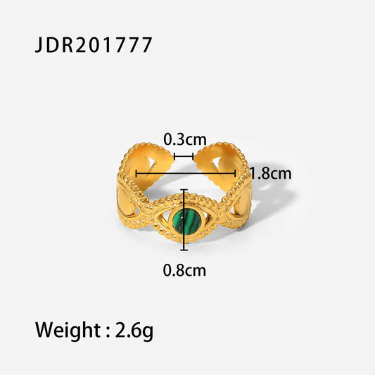 18K Gold Stainless Steel Green Malachite Ring
